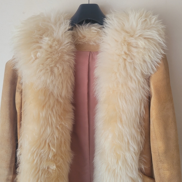 Vintage 70s lambskin fur trim Penny Lane Coat Medium - Picture 2 of 16